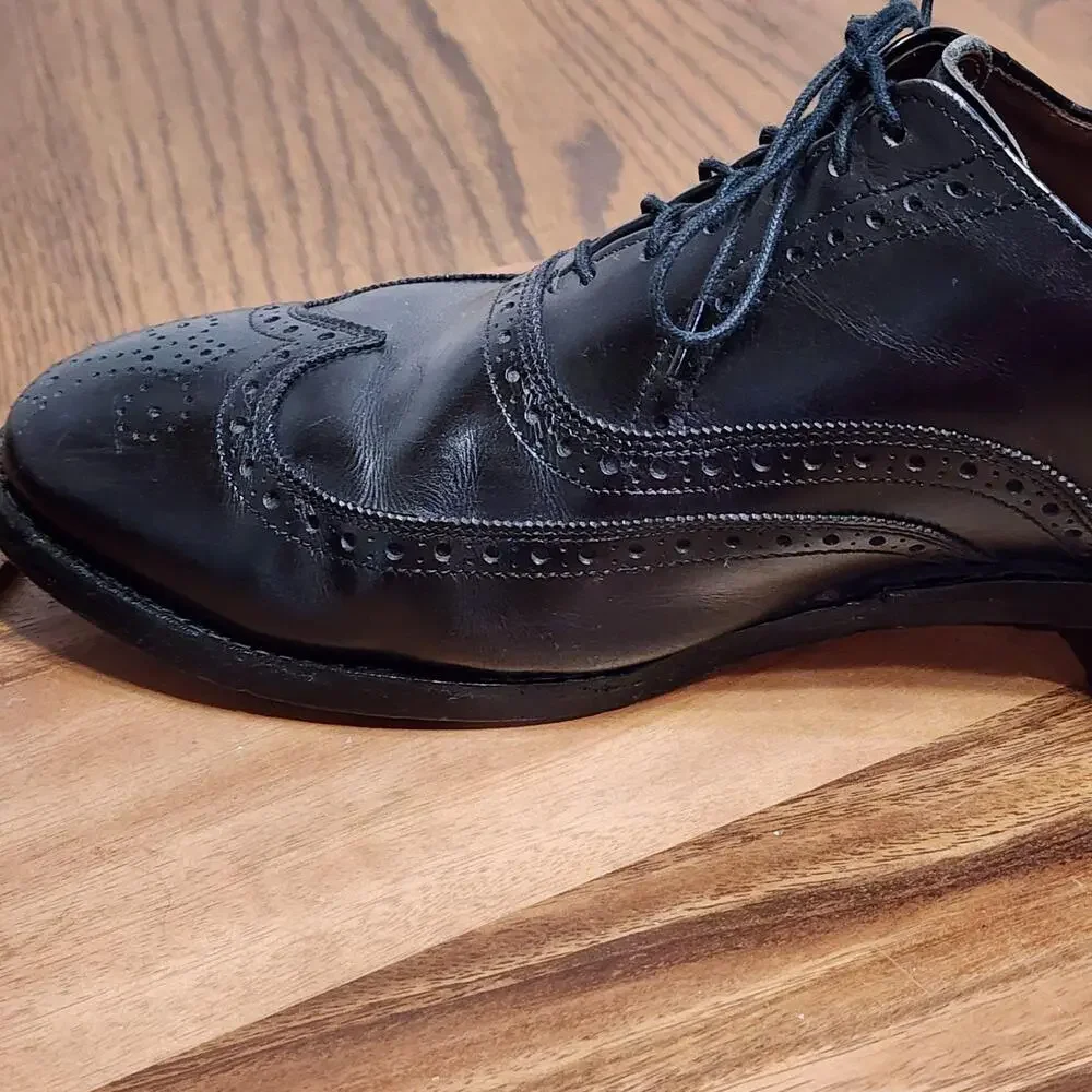 Allen Edmonds Chester Dress Shoes Mens Size 9.5 D Black Leather Wingtip Oxford